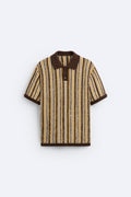 Retro Knitted Poloshirt with Strepandpatroon