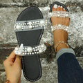 Bohemian Slip-on Womand Sandals with Pearl Detailing | Elvyna