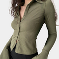 Amelia™ Getailleerde Womand'sribtop