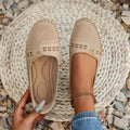 Sarah | Women's Slip-On Flats - Perforated PU Loafer, Flat Sole